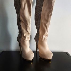 6 inch Nude/Snake Boots size 9